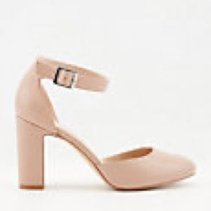 Nude Almond Toe Ankle Strap Heels - New - Size 37